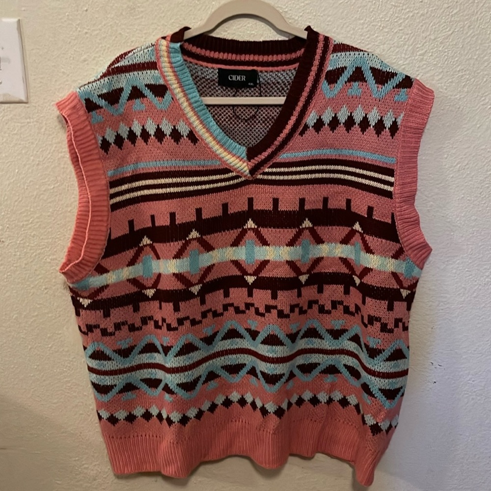 Plus size southwestern knit vest